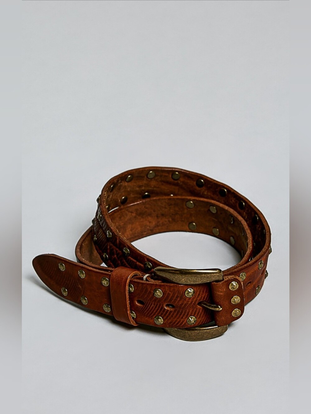 #1835 POL Rustic Soul Genuine Leather Studded Belt